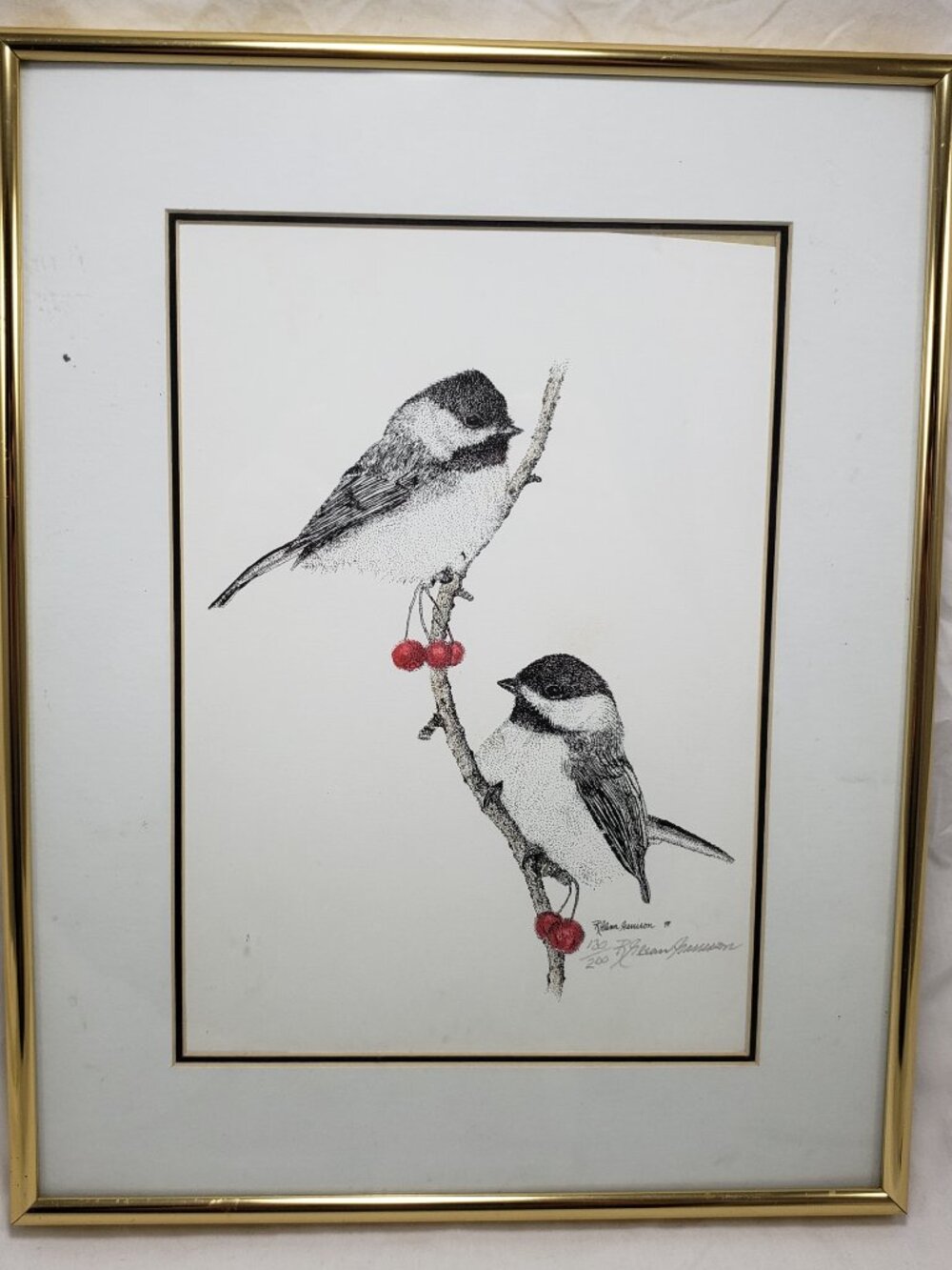 R. Glenn Garrison Art Print Bird on Branch Peace on Earth Signed Numbered 15x12